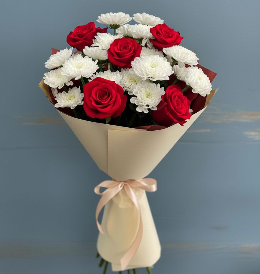 Букет цветов из: Розы и Хризантемы в Винсадах