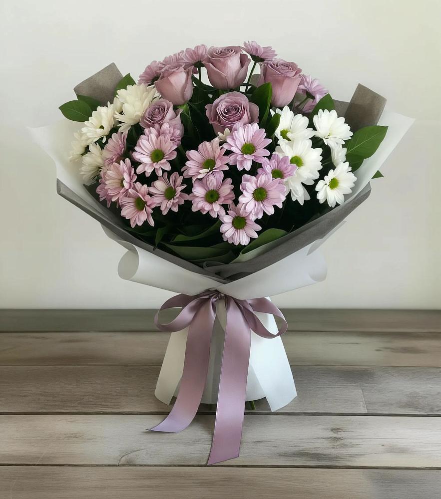 Букет цветов из: Хризантемы и Розы в Винсадах