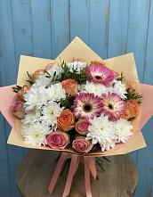 Букет цветов из:  Розы, Герберы и Хризантемы в Винсадах