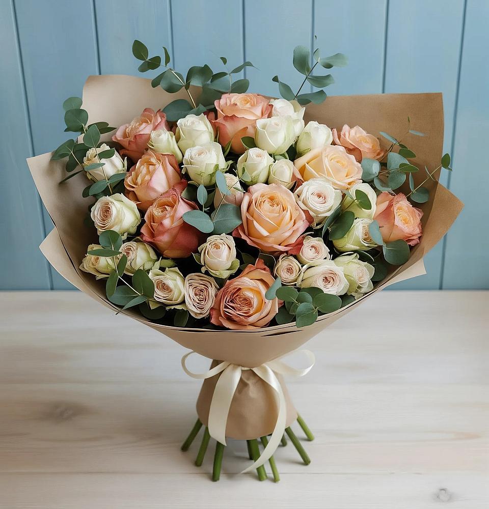 Букет цветов из: Альстромерии и Розы в Винсадах