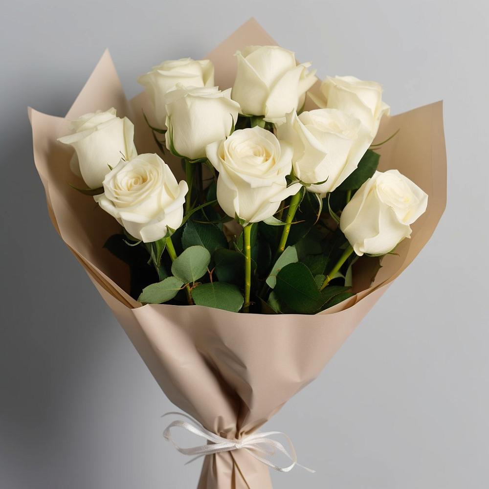 Букет 9 Белых роз Эдлесс Лав в Винсадах