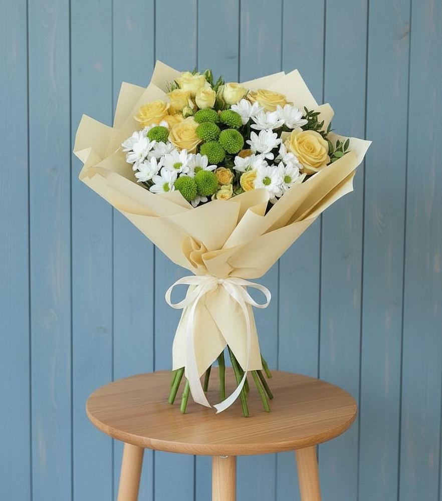 Букет цветов из: Хризантемы и Розы в Винсадах