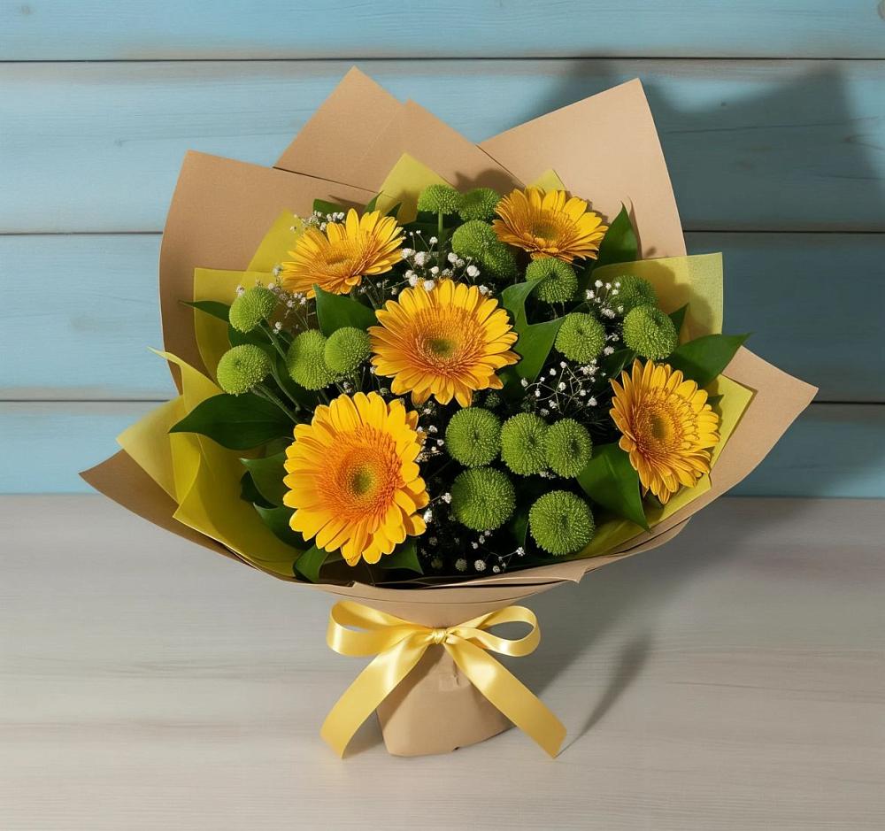 Букет цветов из: Герберы и Хризантемы в Винсадах
