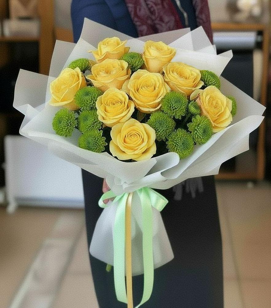 Букет цветов из: Хризантемы и Розы в Винсадах