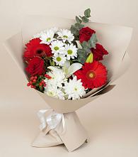 Букет цветов из:  Розы, Хризантемы, Герберы и Лилии в Винсадах