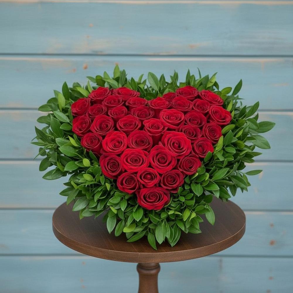 Цветочная композиция из Розы в виде сердца в Винсадах