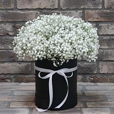 Цветочная композиция из Гипсофила в шляпной коробке в Винсадах